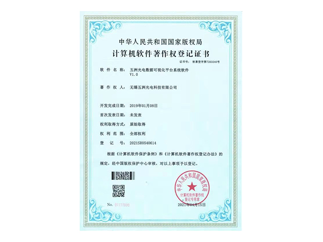 数据可视化平台系统软件证书